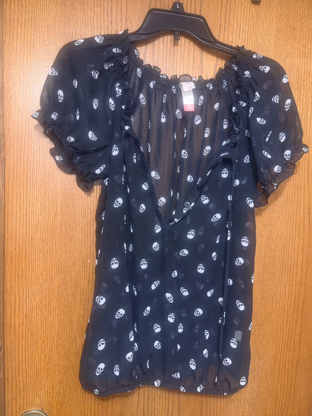 No Boundaries Black Sheer Tunic with White Skull Print
